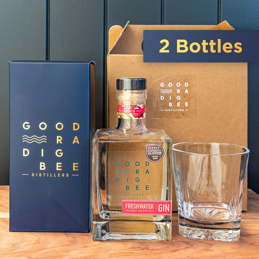 2 x Freshwater Gin and glass